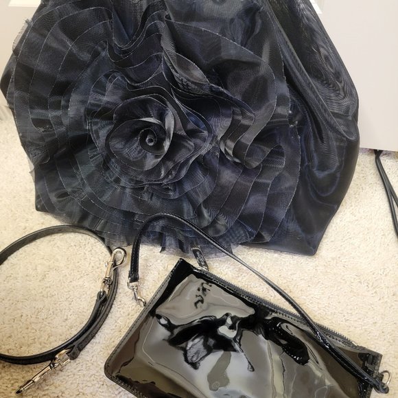 Valentino Mesh Tote with Floral Embellishment - Picture 9 of 14